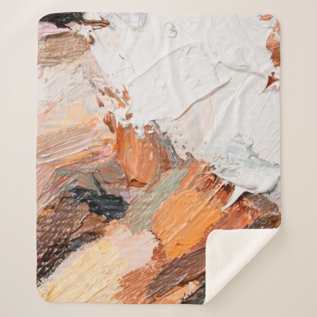 Macro. Abstract art. Expressive embossed pasty oil Sherpa Blanket (Front)