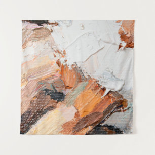 Macro. Abstract art. Expressive embossed pasty oil Tapestry