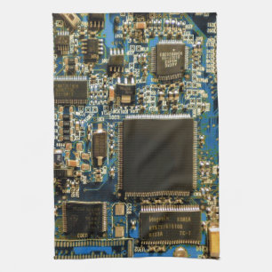 Macro Blue Circuit Board   PCB Photo Tea Towel