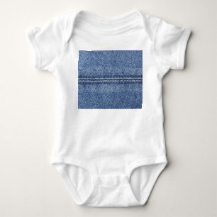Macro Blue Denim, Close-Up Texture. Baby Bodysuit