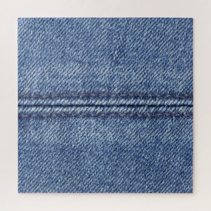 Macro Blue Denim, Close-Up Texture. Jigsaw Puzzle