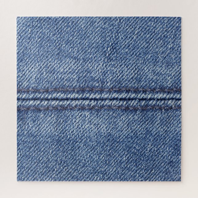 Macro Blue Denim, Close-Up Texture. Jigsaw Puzzle (Vertical)