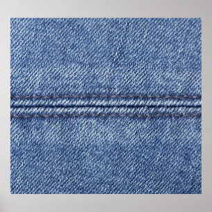 Macro Blue Denim, Close-Up Texture. Poster