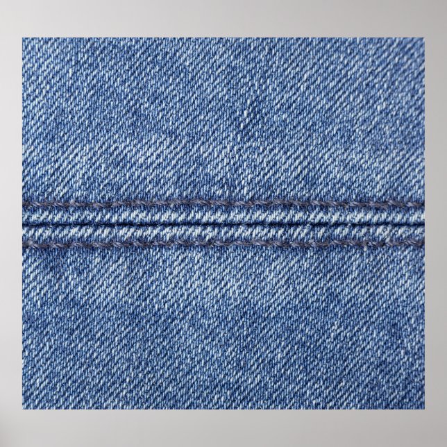 Macro Blue Denim, Close-Up Texture. Poster (Front)