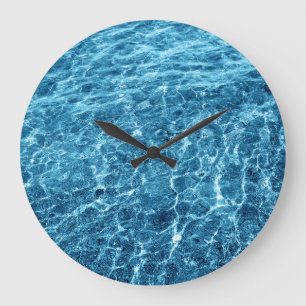 Macro Bubbling Blue Sea Photo Large Clock
