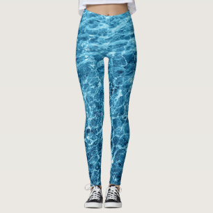 Macro Bubbling Blue Sea Photo Leggings