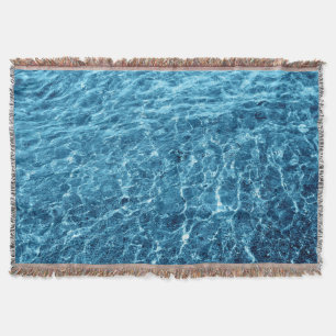 Macro Bubbling Blue Sea Photo Throw Blanket