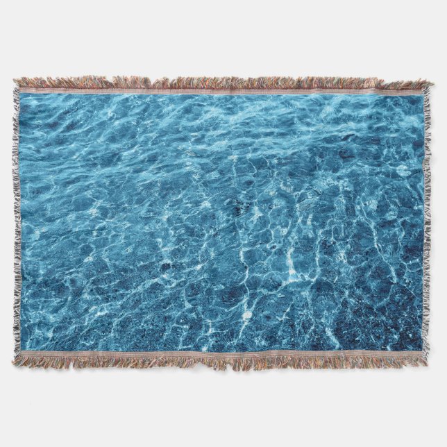 Macro Bubbling Blue Sea Photo Throw Blanket (Front)