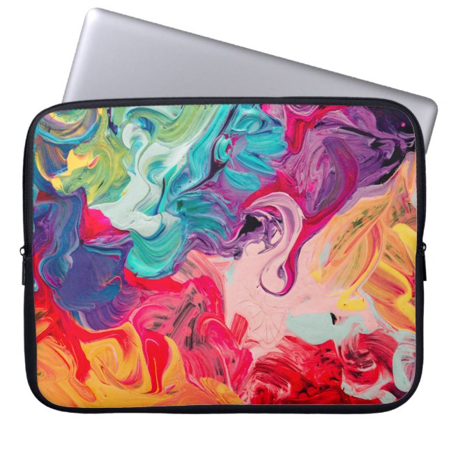 macro close up of different colour oil paint. colo laptop sleeve (Front)