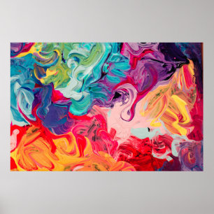 macro close up of different colour oil paint. colo poster