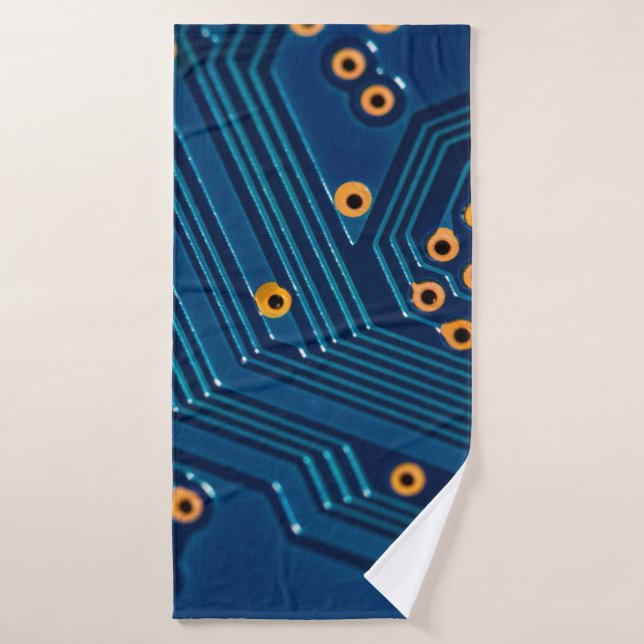 Macro close up view of computer electronic board,  bath towel (Bath Towel)