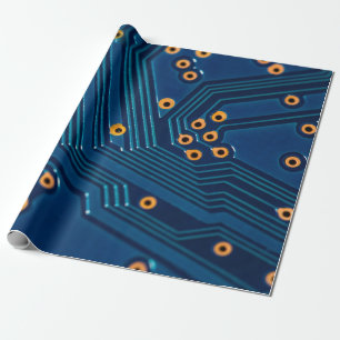 Macro close up view of computer electronic board,  wrapping paper
