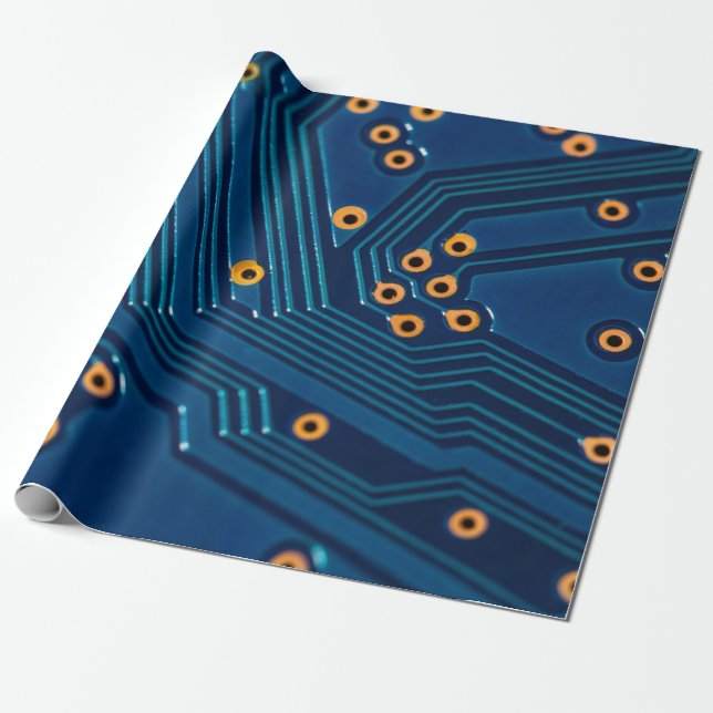 Macro close up view of computer electronic board,  wrapping paper (Unrolled)