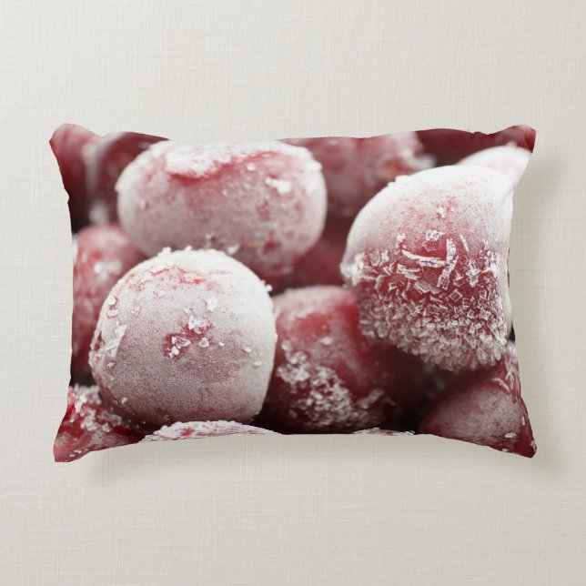 Macro frozen berries, closeup texture. decorative cushion (Front)