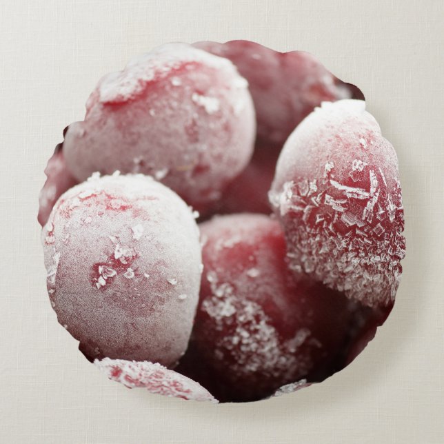 Macro frozen berries, closeup texture. round cushion (Front)