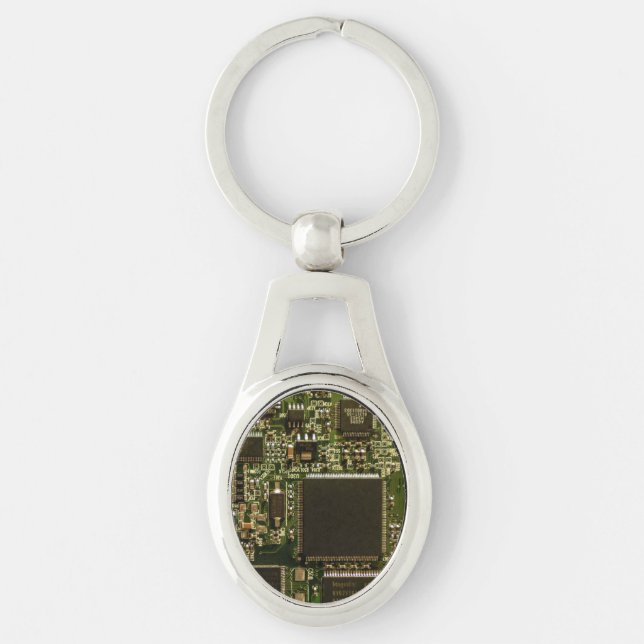 Macro Green Circuit Board | PCB Photo Key Ring (Front)