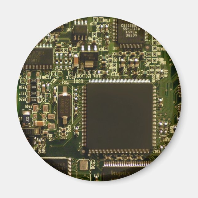 Macro Green Circuit Board | PCB Photo Magnet (Front)