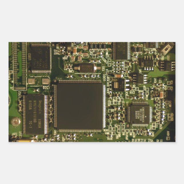 Macro Green Circuit Board | PCB Photo Rectangular Sticker (Front)