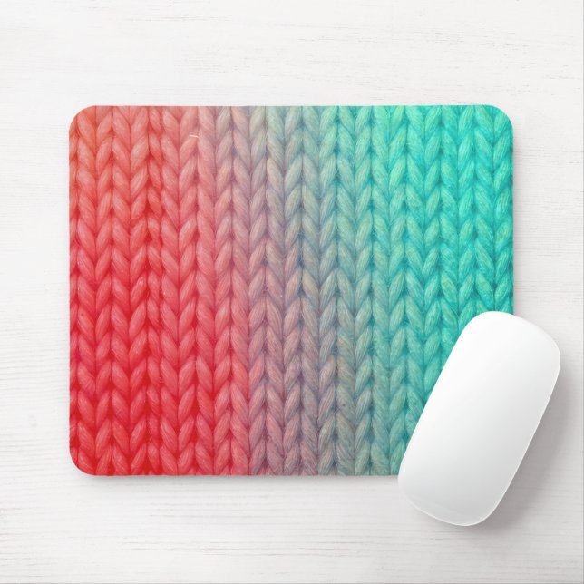 Macro Knitted Stitches in Gradient Colors Mouse Pad (With Mouse)