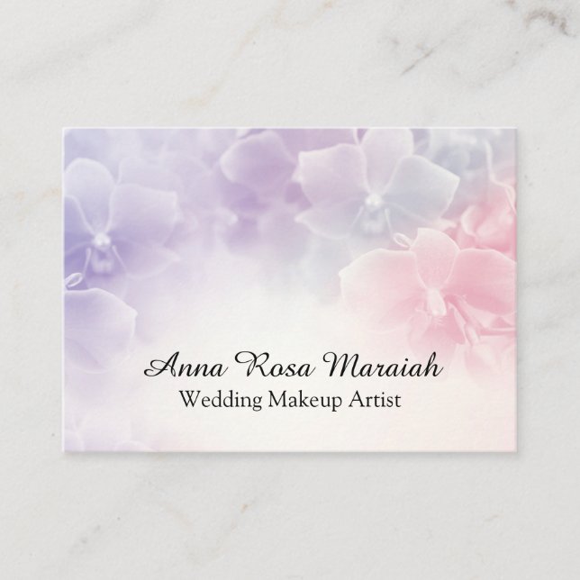 *~* Macro Photo Pink Lavender Floral Elegant Business Card (Front)