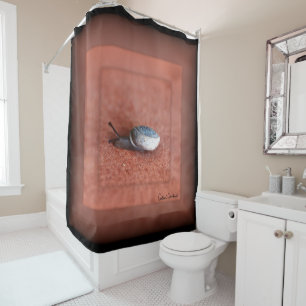 Macro Photograph of Snail on Terracotta Shower Curtain