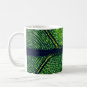 Macro photography of green leaf coffee mug