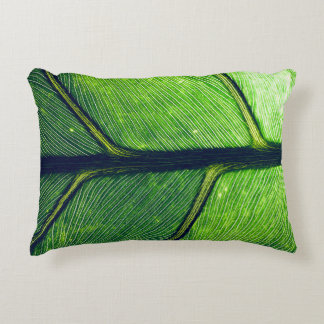 Macro Photography of green leaf Decorative Cushion