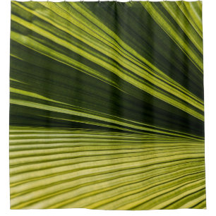 Macro photography of green leaf shower curtain