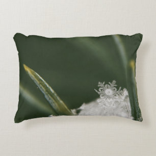 Macro-photography of now crystals decorative cushion