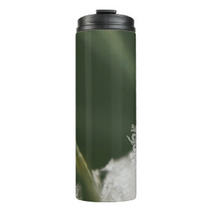 Macro-photography of now crystals thermal tumbler