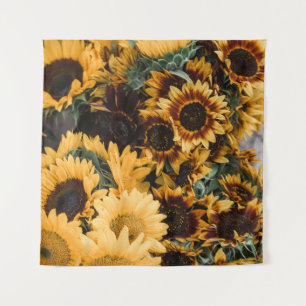 MACRO PHOTOGRAPHY OF YELLOW SUNFLOWERS TAPESTRY