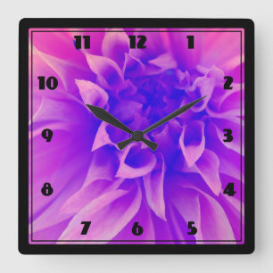 Macro Pink Flower Square Wall Clock