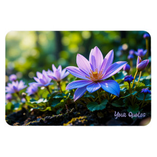 Macro Purple Forest Wildflowers with Dew Magnet