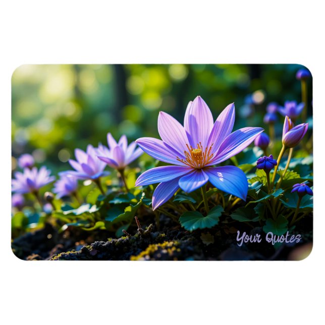 Macro Purple Forest Wildflowers with Dew Magnet (Horizontal)