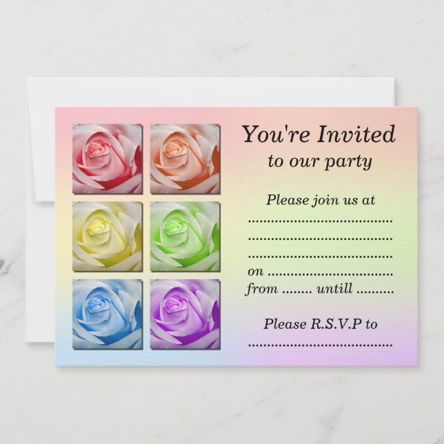 Macro Rainbow Roses Invitation (Front)