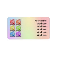 Macro Rainbow Roses Wedding Address Label