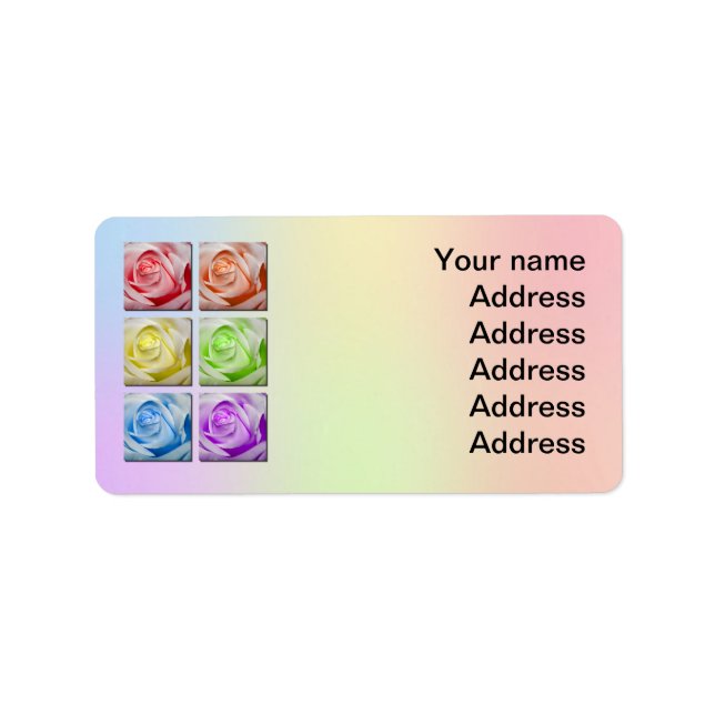 Macro Rainbow Roses Wedding Address Label (Front)
