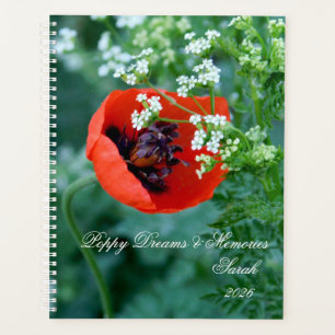 Macro Red Poppy Artistic Personalised Journal Planner