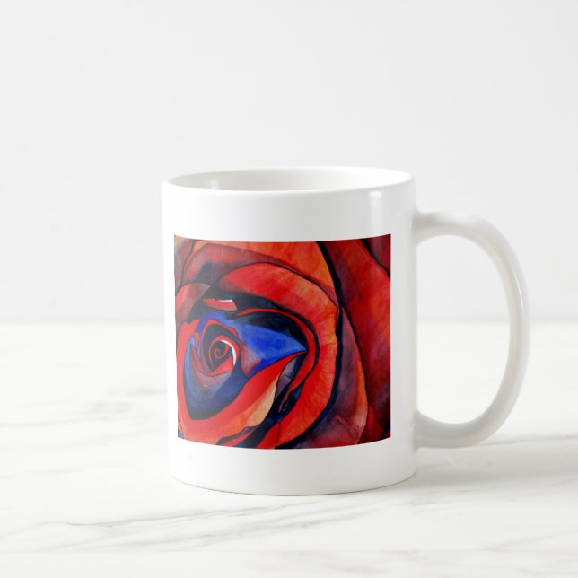 Macro red rose abstract art painting coffee mug (Right)