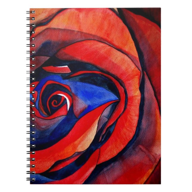 Macro red rose abstract art painting notebook (Front)