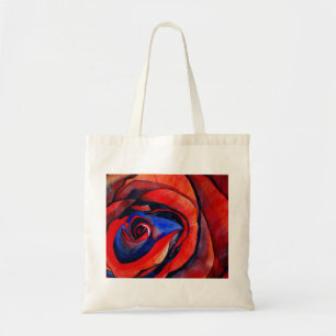 Macro red rose abstract art painting tote bag