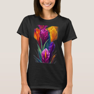 Macro View Of Iris Flowers Colourful Artistic Deta T-Shirt
