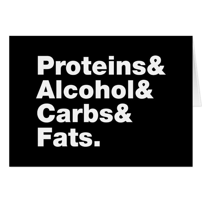 Macronutrients Proteins & Alcohol & Carbs & Fats. (Front Horizontal)