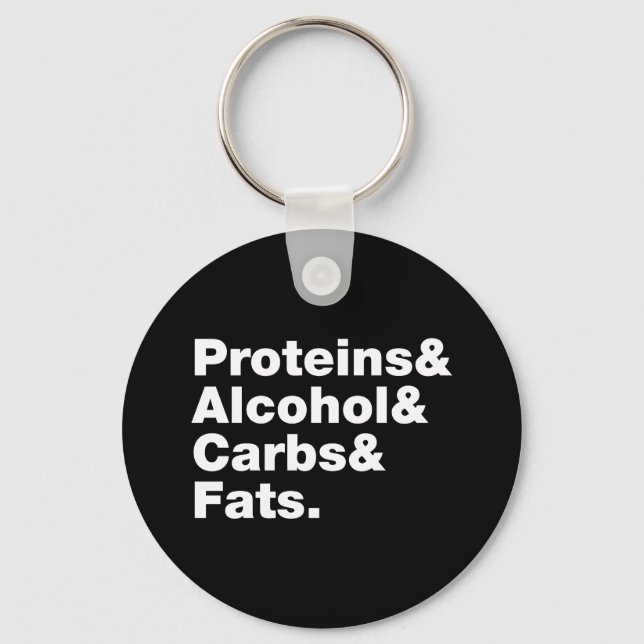 Macronutrients. Proteins & Alcohol & Carbs & Fats. Key Ring (Front)