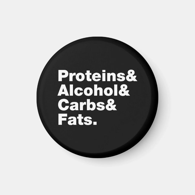 Macronutrients. Proteins & Alcohol & Carbs & Fats. Magnet (Front)