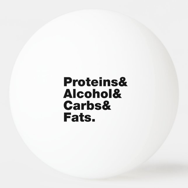 Macronutrients. Proteins & Alcohol & Carbs & Fats. Ping Pong Ball (Front)