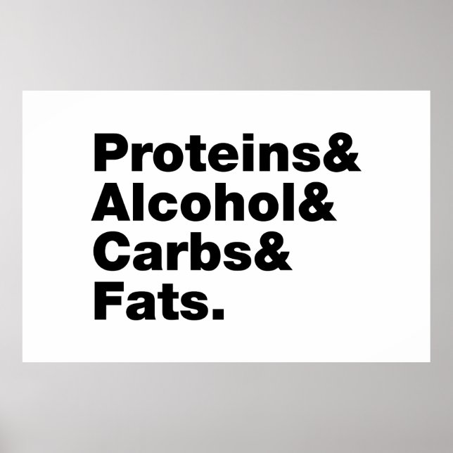 Macronutrients. Proteins & Alcohol & Carbs & Fats. Poster (Front)