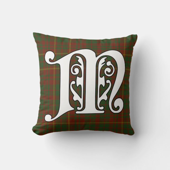 MacRory Clan Tartan Monogram Cushion (Front)