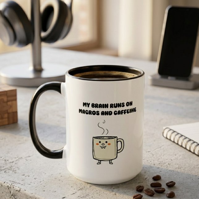 Macros Caffeine Brain Power Tech Humour Design Mug (Creator Uploaded)
