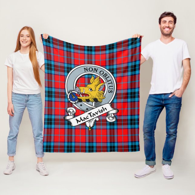 MacTavish Clan Badge Tartan Plaid Fleece Blanket (In Situ)